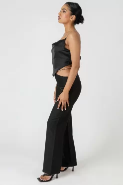 Chain Strap Handkerchief Top Black -Chic Step Shop MTOP00202