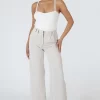 High Waist Wideleg Tailored Trouser Stone