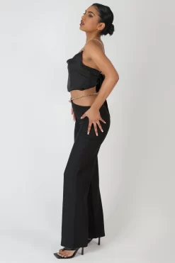 Chain Detail Trouser Black -Chic Step Shop MTRO00112