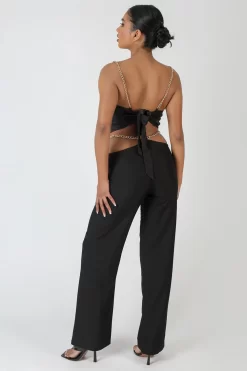 Chain Detail Trouser Black -Chic Step Shop MTRO00113