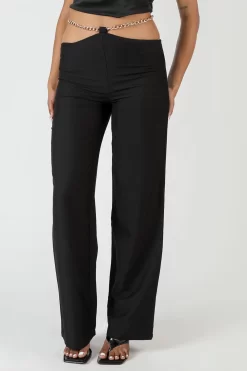 Chain Detail Trouser Black -Chic Step Shop MTRO00114