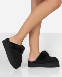 Cosy Black Faux Suede Platform Slider Slipper 6 Cosy Black Faux Suede Platform Slider Slipper -Chic Step Shop PDECOMTEMPLATE2copy11