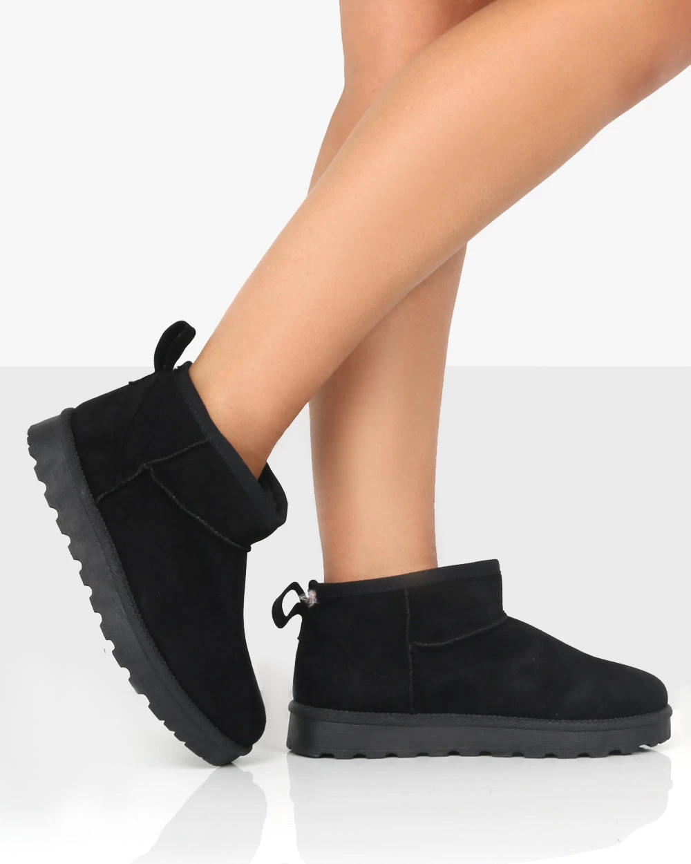 Flurry Black Faux Suede Ultra Mini Ankle Boots 1 Flurry Black Faux Suede Ultra Mini Ankle Boots