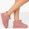 Flurry Pink Faux Suede Ultra Mini Ankle Boots