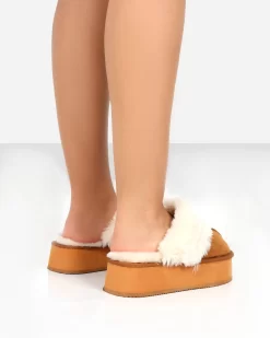 Cosy Chestnut Brown Faux Suede Platform Slider Slippers -Chic Step Shop PDECOMTEMPLATE2copy8