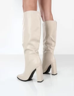 Posie Stone Pu Knee High Block Heel Boots -Chic Step Shop PosieStoneBack