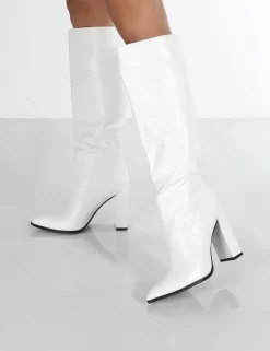Posie Wide Fit White Pu Knee High Block Heel Boots 6 Posie Wide Fit White Pu Knee High Block Heel Boots -Chic Step Shop PosieWhiteDetail 620e3f9b fa46 443a b980 623b47ecb497
