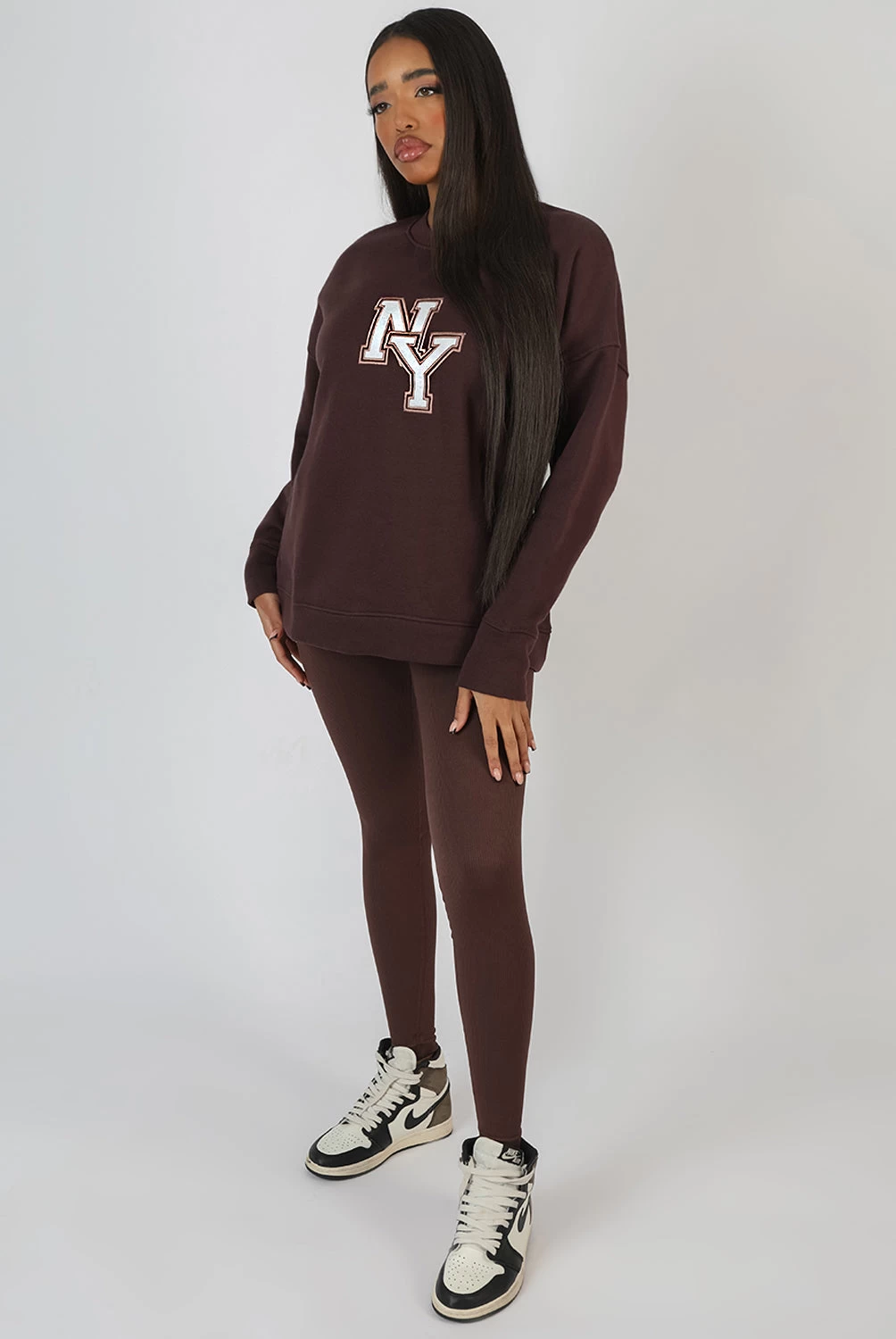 Ny Oversized Sweatshirt Chocolate 4 Ny Oversized Sweatshirt Chocolate - Image 4