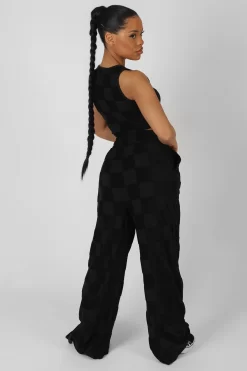 Wide Leg Split Hem Checkerboard Towelling Joggers Black -Chic Step Shop StudioSession 295 9724fcca c51d 4404 b449 1b9db95a9b78 scaled
