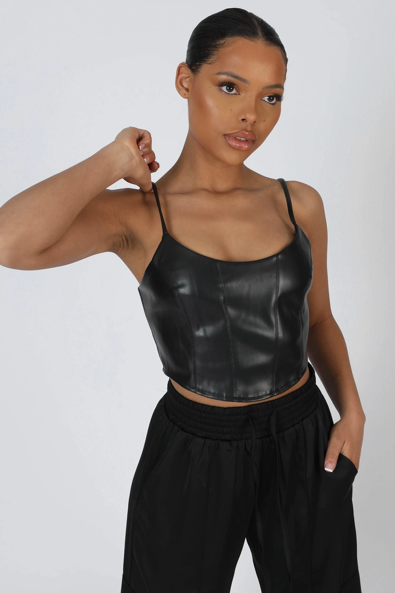 Seam Pu Corset Top Black 6 Seam Pu Corset Top Black - Image 6