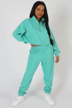 Half Zip Crop Sweatshirt Peppermint