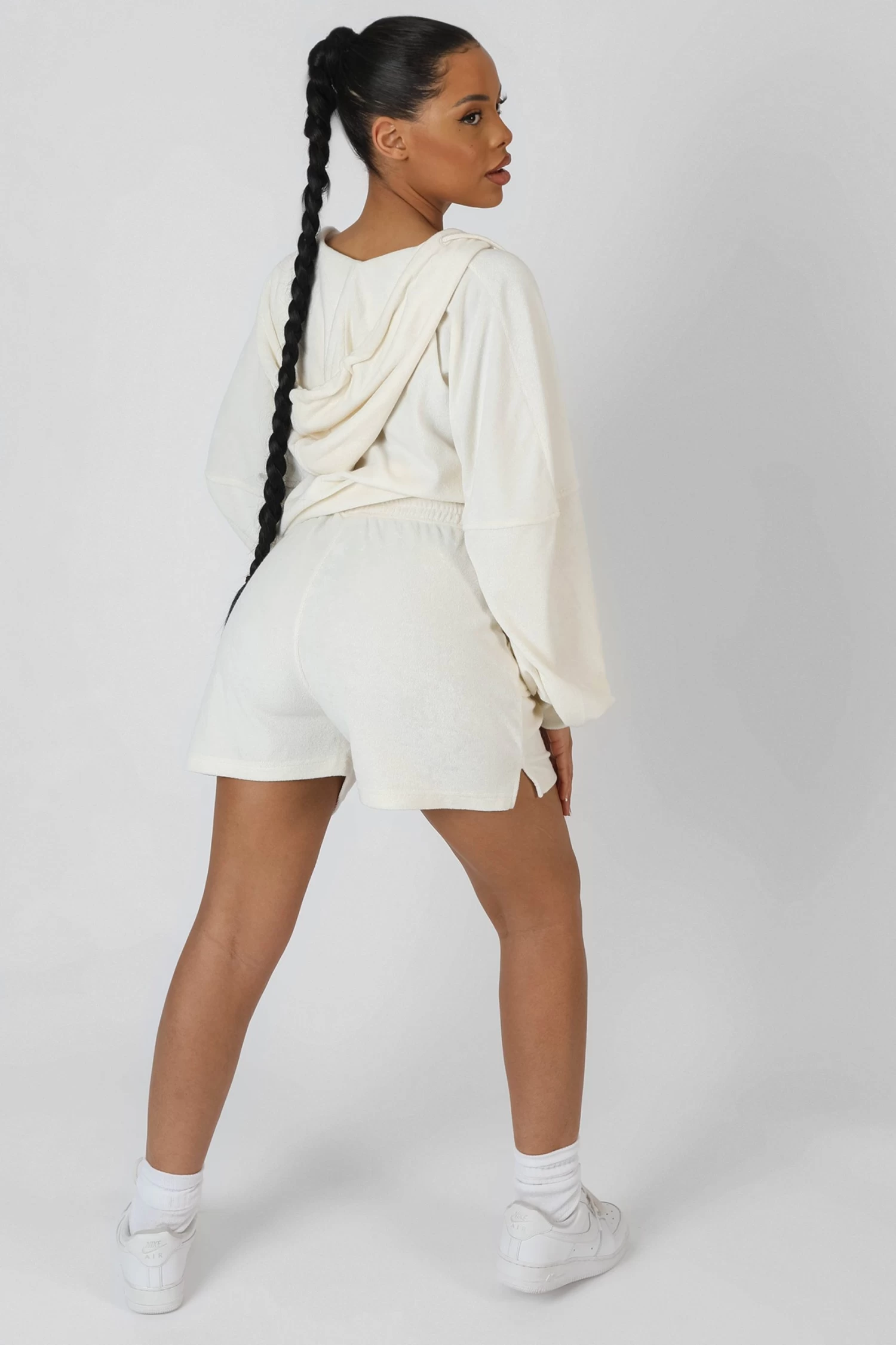 Zip Through Towelling Hoodie Ecru 5 Zip Through Towelling Hoodie Ecru - Image 5