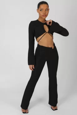 Bullring Detail Flare Trousers Black -Chic Step Shop StudioSession 720copy scaled