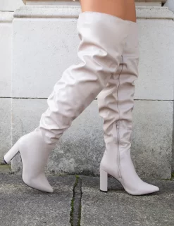 Theirs Taupe Wide Fit PU Over The Knee Boots -Chic Step Shop THEIRSWFTAUPE PU