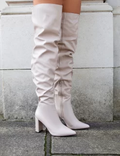 Theirs Taupe Wide Fit PU Over The Knee Boots