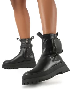 Thought Black Pu Wide Fit Pocket Chunky Sole Ankle Boot -Chic Step Shop THOUGHT BLACK PU 3 f711d7b3 140e 48f5 8672 80aa7e45484b