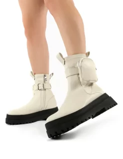 Thought Bone Pu Wide Fit Pocket Chunky Sole Ankle Boot -Chic Step Shop THOUGHT CREAM PU 3