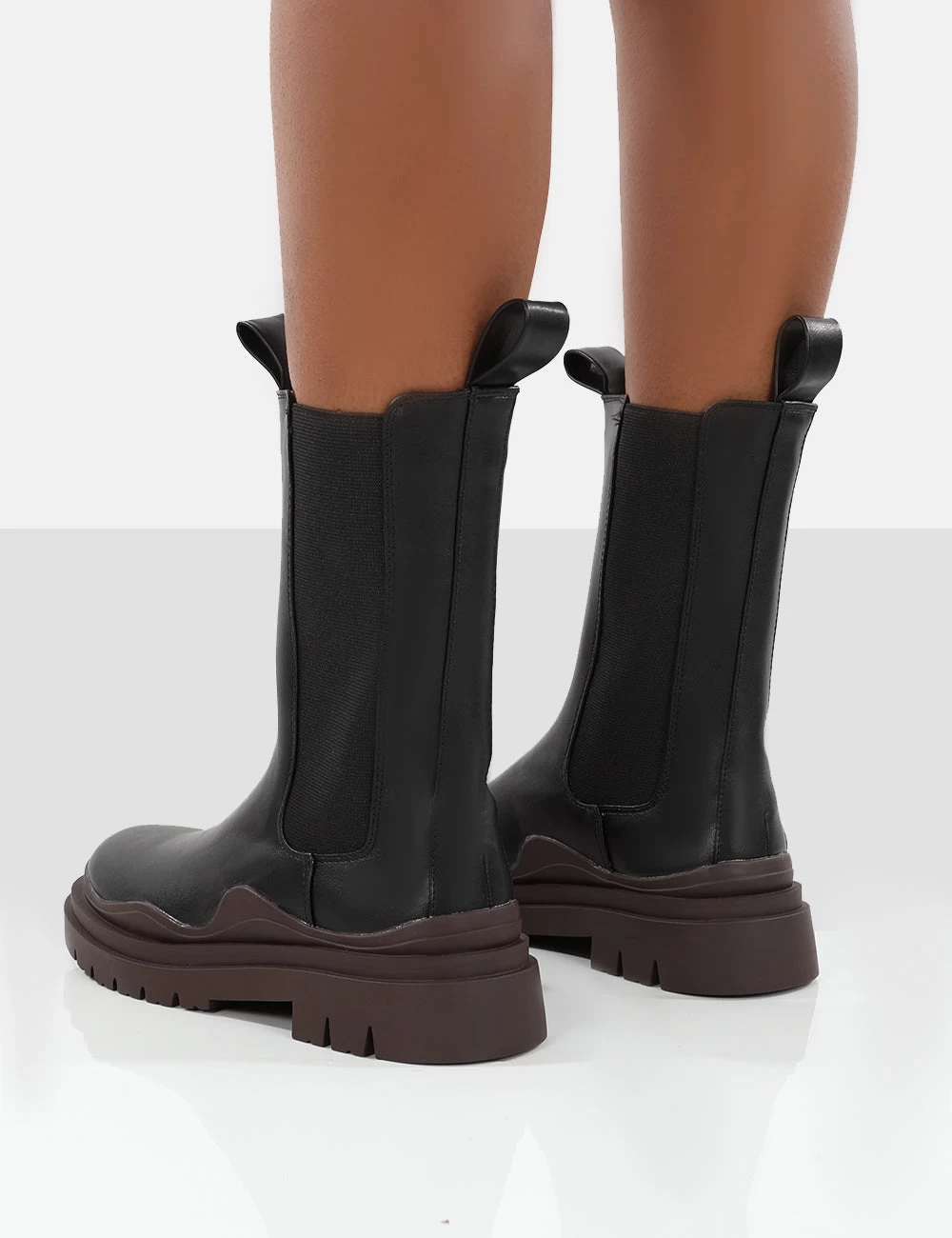 Cherry Black Chunky Sole Chelsea Ankle Boots 2 Cherry Black Chunky Sole Chelsea Ankle Boots - Image 2