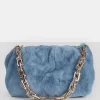 The Bracken Blue Faux Fur Chain Handbag