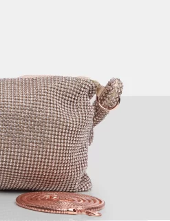 The Ingrid Blush Nude Diamante Zip Up Knot Detail Mini Shoulder Bag -Chic Step Shop bags13.05300031
