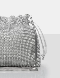 The Claudette Silver Diamante Draw String Crossbody Bag 5 The Claudette Silver Diamante Draw String Crossbody Bag -Chic Step Shop bags13.0530019
