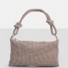 The Ingrid Blush Nude Diamante Zip Up Knot Detail Mini Shoulder Bag