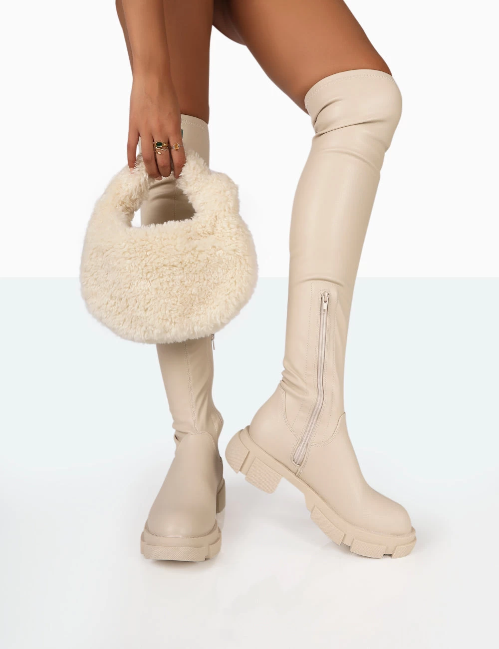 Junya Bone Pu Over The Knee Chunky Sole Boots 2 Junya Bone Pu Over The Knee Chunky Sole Boots - Image 2