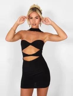 Choker Detail Cut Out Mini Dress Black -Chic Step Shop casey03.083105 scaled