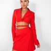 Public Desire Kaiia Wrap Waist Mini Blazer Dress In Red