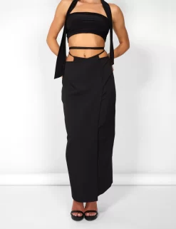 Public Desire Kaiia Wrap Tie Side Maxi Skirt In Black -Chic Step Shop casey03.084199 scaled
