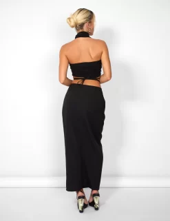 Public Desire Kaiia Wrap Tie Side Maxi Skirt In Black -Chic Step Shop casey03.084217 scaled