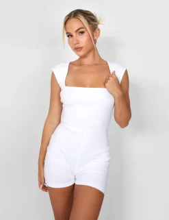 Square Neck Ribbed Playsuit White 10 Square Neck Ribbed Playsuit White -Chic Step Shop casey03.084798 scaled