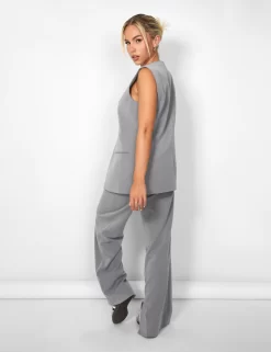 Kaiia Tailored Button Detail Longline Top Co-ord In Grey -Chic Step Shop casey03.084951 scaled
