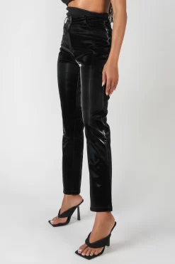 High Shine Vinyl Straight Leg Trousers Black -Chic Step Shop ecomkaiia12.10 633