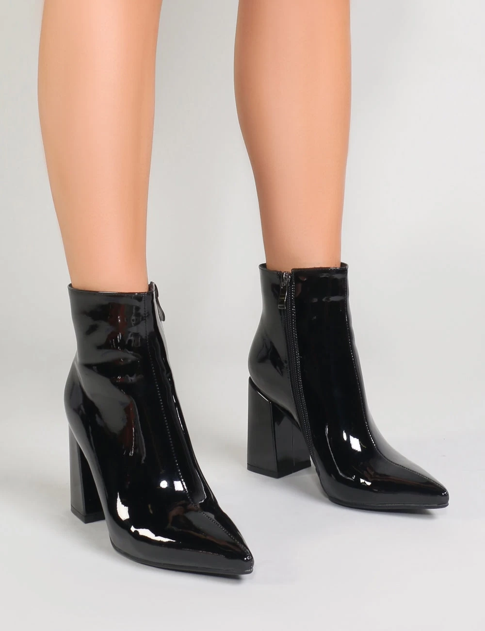 Empire Pointed Toe Ankle Boots In Black Patent 4 Empire Pointed Toe Ankle Boots In Black Patent - Image 4