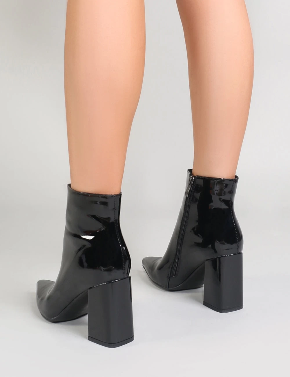 Empire Pointed Toe Ankle Boots In Black Patent 3 Empire Pointed Toe Ankle Boots In Black Patent - Image 3