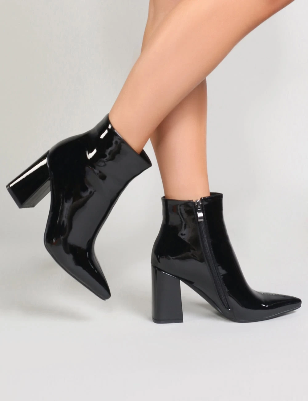 Empire Pointed Toe Ankle Boots In Black Patent 1 Empire Pointed Toe Ankle Boots In Black Patent