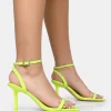 Yara Lime Pu Barely There Mid Stiletto Heels