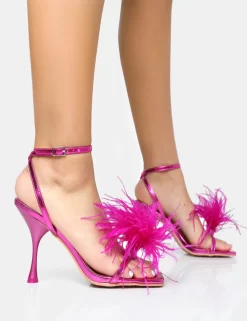 Prancy Hot Pink Metallic Pu Feather Detail Square Toe High Heels -Chic Step Shop flipped2 abfde24c f1e0 4237 9ae1 dbd7bc293ef5 scaled