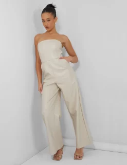 Bandeau Tailored Wide Leg Jumpsuit Stone 7 Bandeau Tailored Wide Leg Jumpsuit Stone -Chic Step Shop kaiia02.050008 scaled