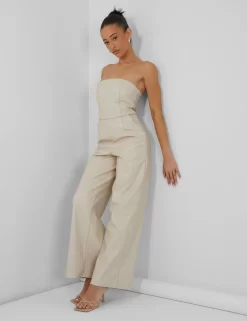 Bandeau Tailored Wide Leg Jumpsuit Stone 8 Bandeau Tailored Wide Leg Jumpsuit Stone -Chic Step Shop kaiia02.050024 scaled