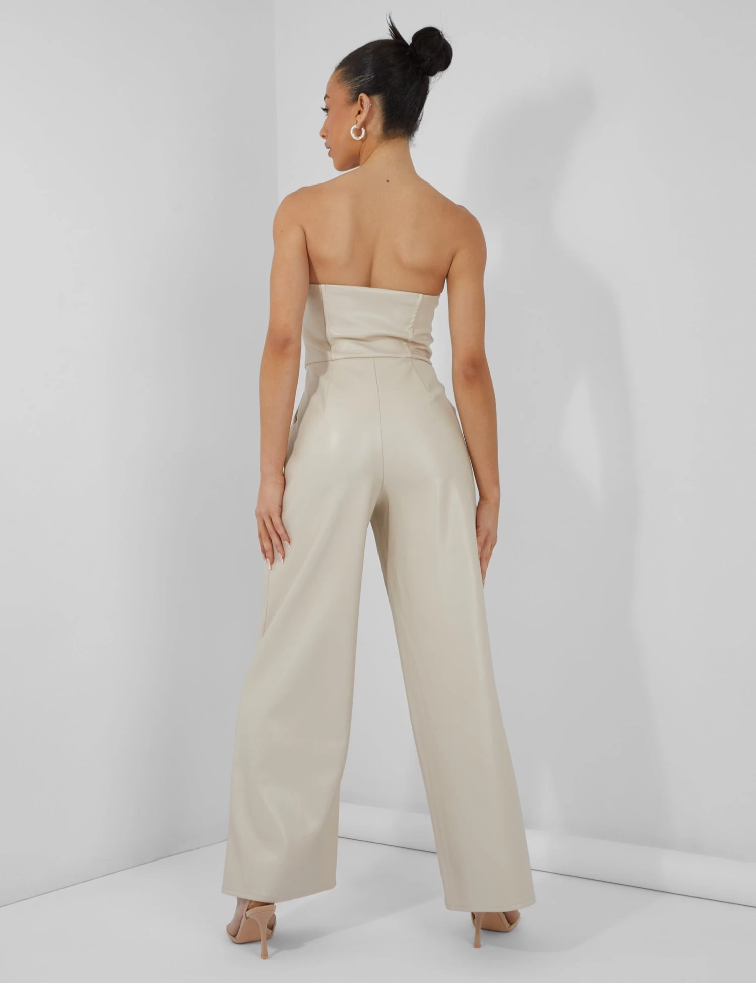 Bandeau Tailored Wide Leg Jumpsuit Stone 1 Bandeau Tailored Wide Leg Jumpsuit Stone
