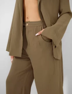 Split Hem Wide Leg Tailored Trousers Khaki -Chic Step Shop kaiia02.050119copy scaled