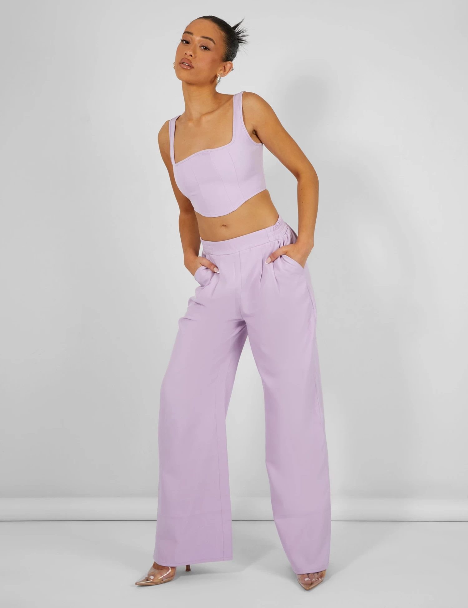 Tailored Wide Leg Trousers Lilac 1 Tailored Wide Leg Trousers Lilac