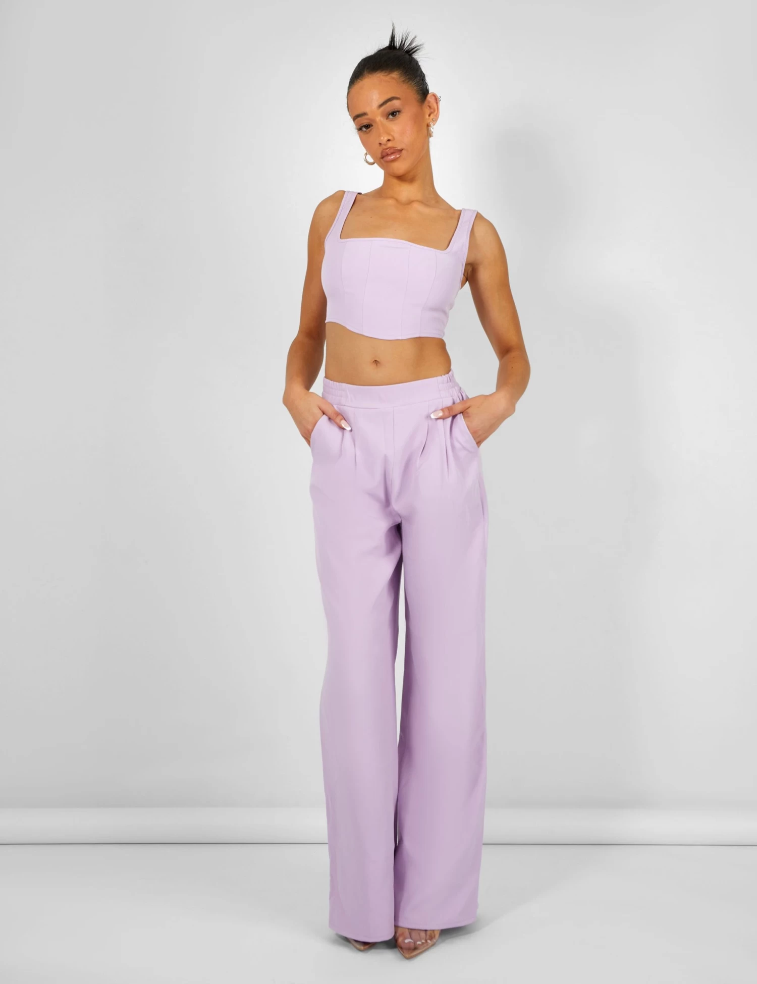 Tailored Wide Leg Trousers Lilac 4 Tailored Wide Leg Trousers Lilac - Image 4
