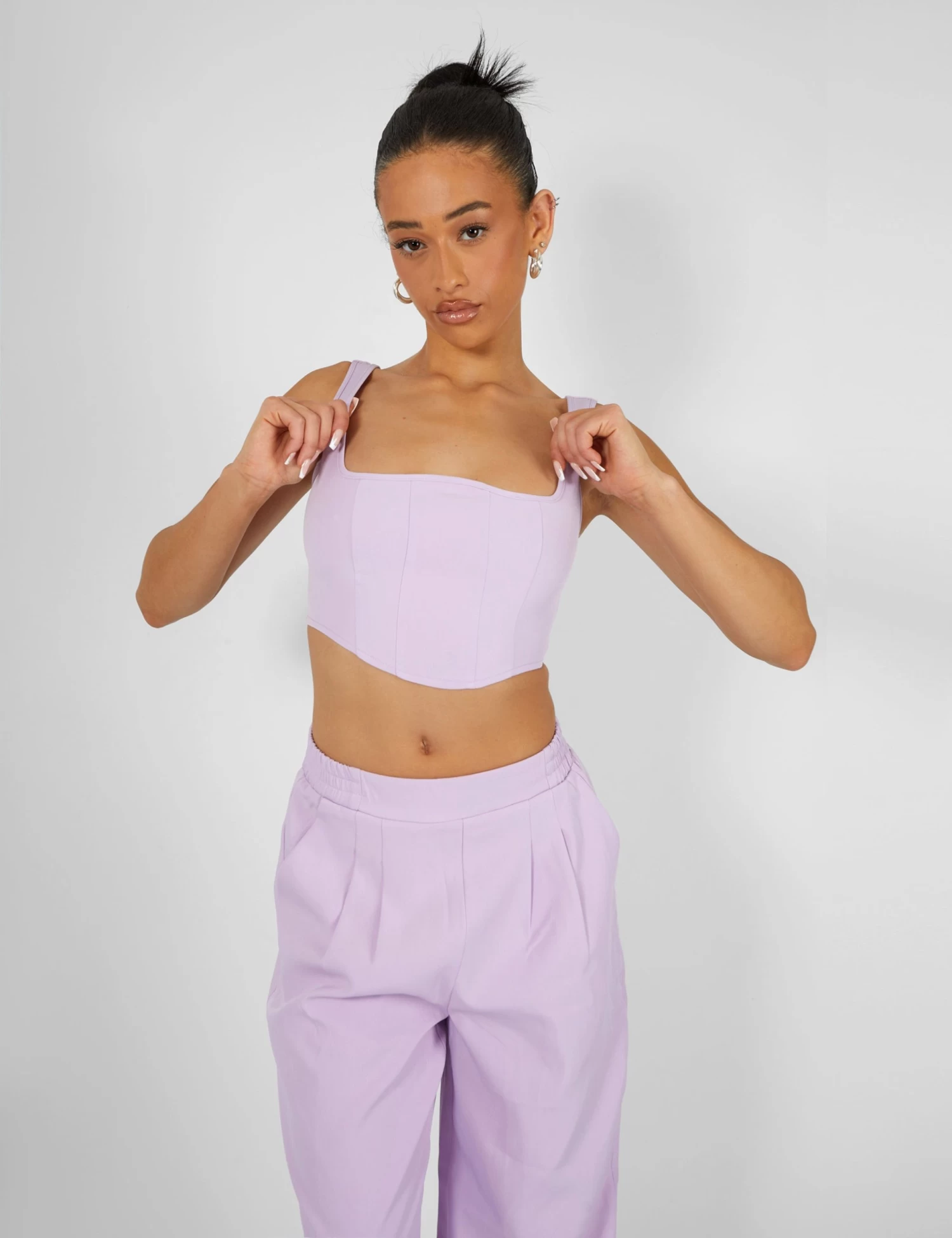 Tailored Wide Leg Trousers Lilac 3 Tailored Wide Leg Trousers Lilac - Image 3