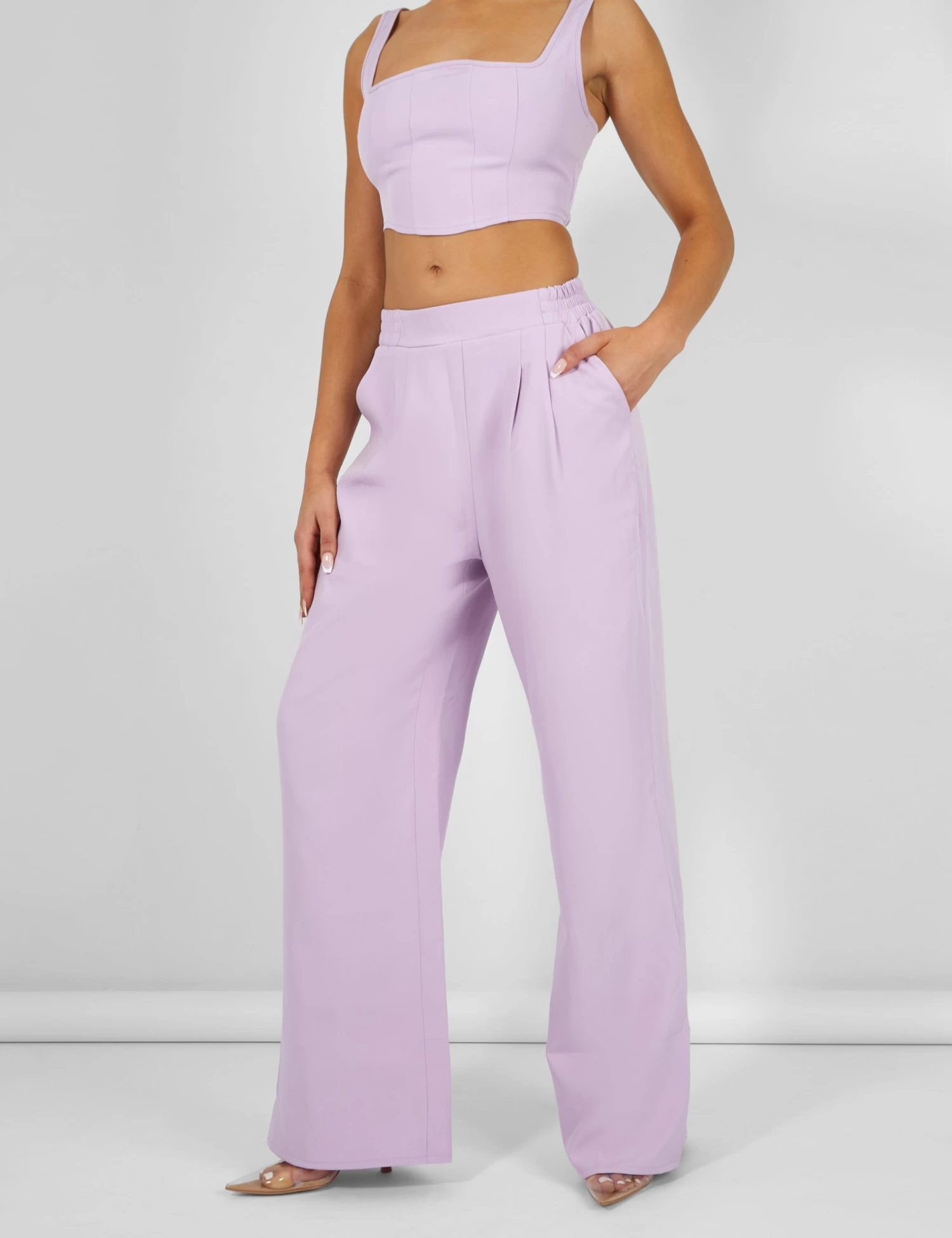 Tailored Wide Leg Trousers Lilac 2 Tailored Wide Leg Trousers Lilac - Image 2