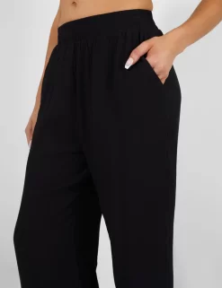 Crinkle Elasticated Waist Wide Leg Trousers Black -Chic Step Shop kaiia02.050756copy