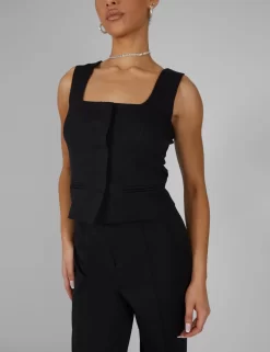 Tailored Square Neck Top Black -Chic Step Shop kaiia02.052896copy