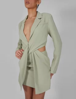 Twist Front Blazer Dress Sage -Chic Step Shop kaiia02.052990 scaled